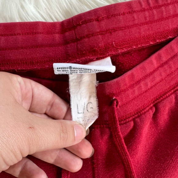 Speedo Womens Cropped Sweatpants Red Mid Rise Pockets Drawstring L - Picture 8 of 9